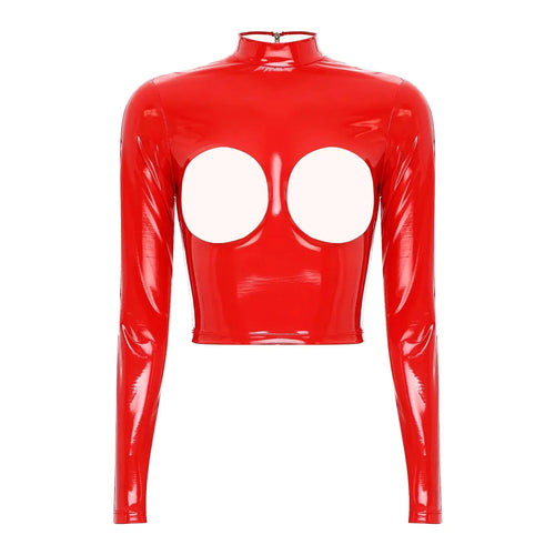 Glossy Leather Crop Top Lacy