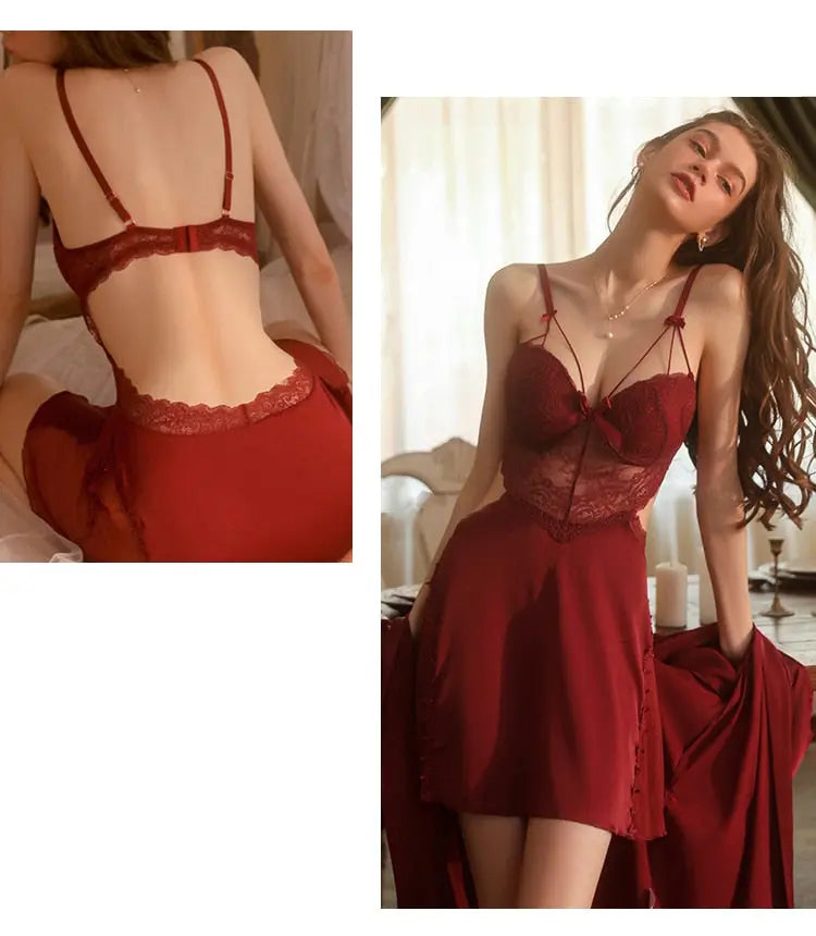 LacyNighty™ Model CH244 CINOON Chemise+Robe Set