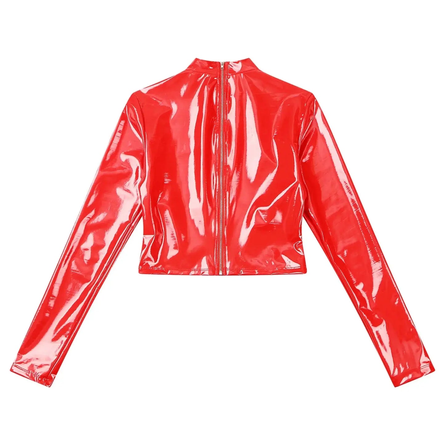 Glossy Leather Crop Top Lacy