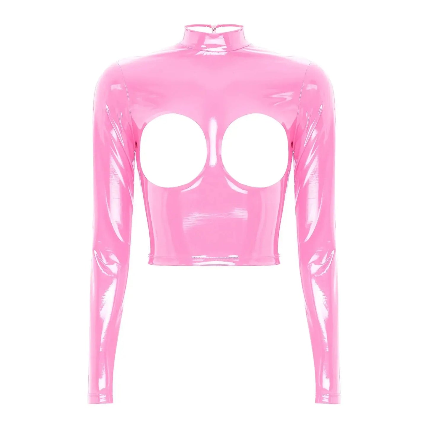 Glossy Leather Crop Top Lacy