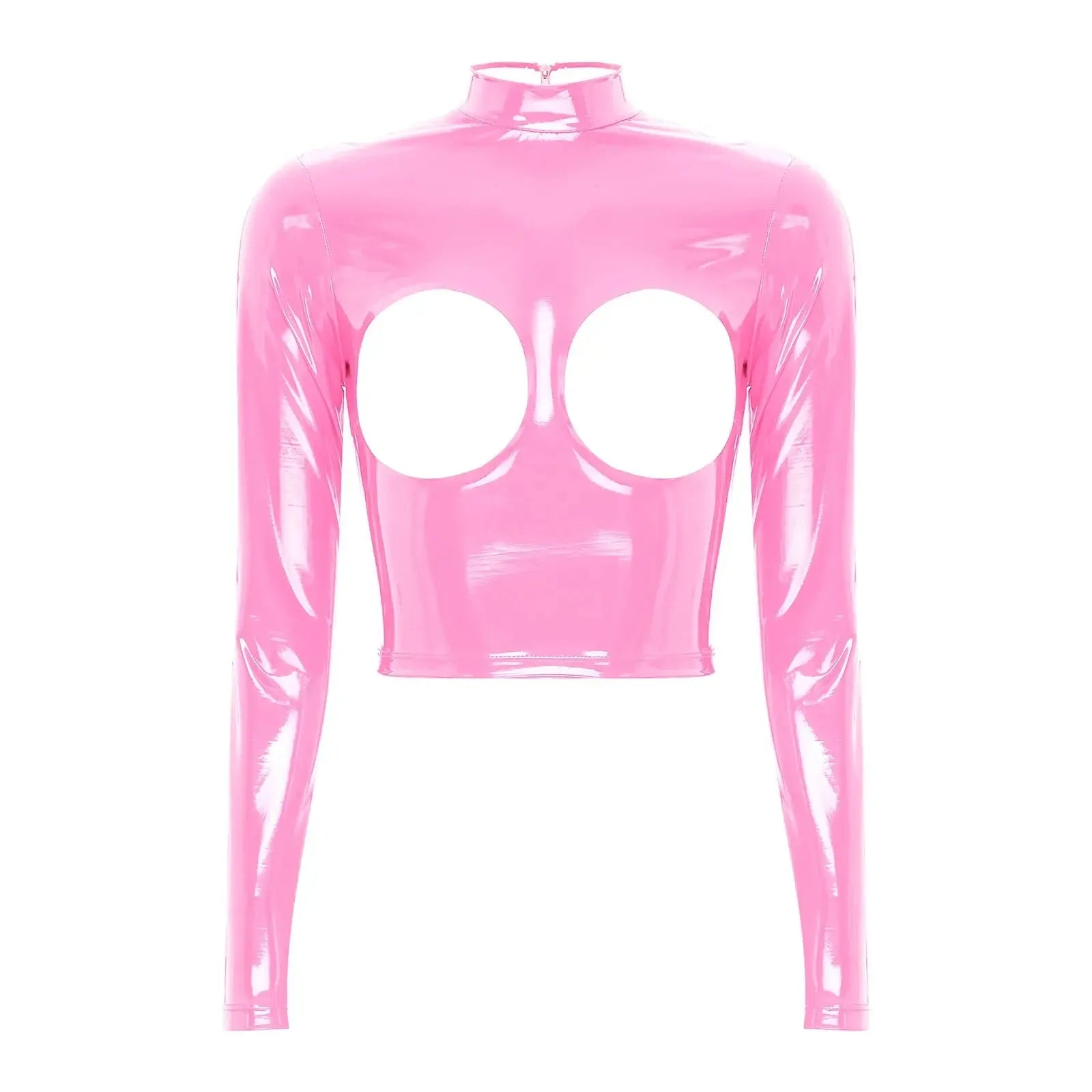 Glossy Leather Crop Top Lacy