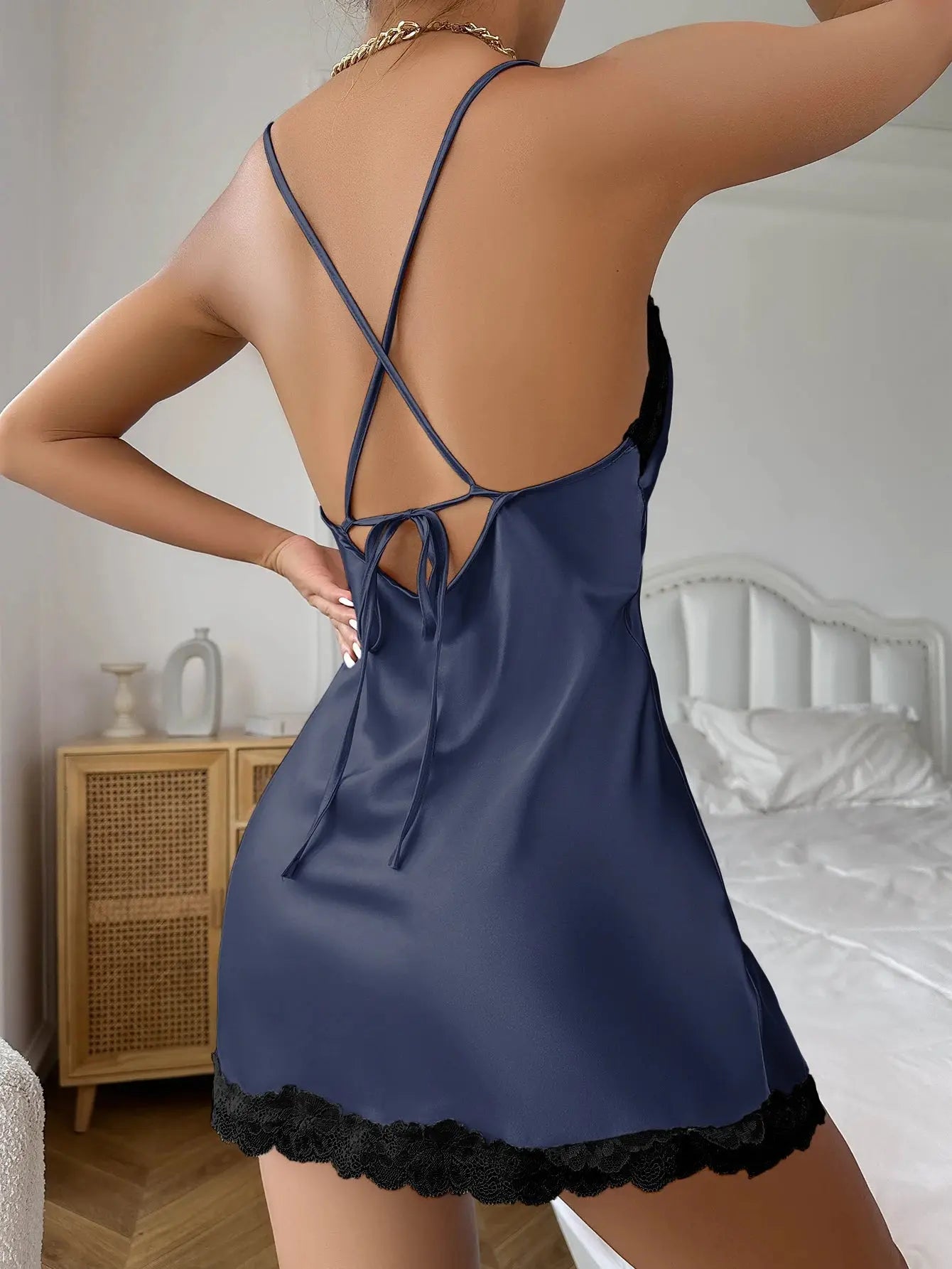 LacyNighty™ Lace-Up Satin Nightdress Lacy Nighty
