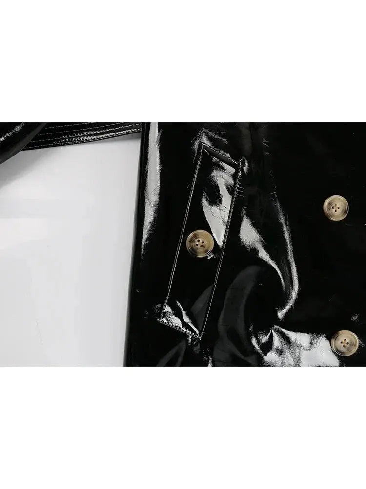 Autumn  Leather Trench Coat Lacy