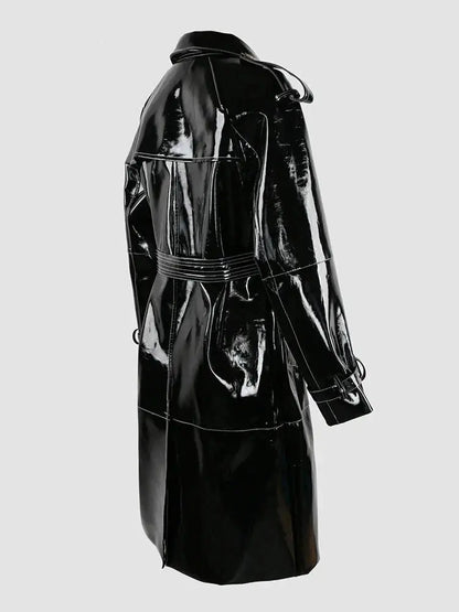 Autumn  Leather Trench Coat Lacy