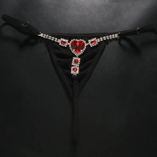 Red Crystal Heart Thong LacyNighty