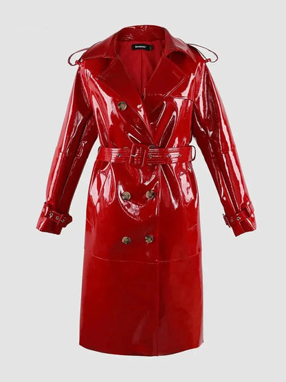 Autumn  Leather Trench Coat Lacy