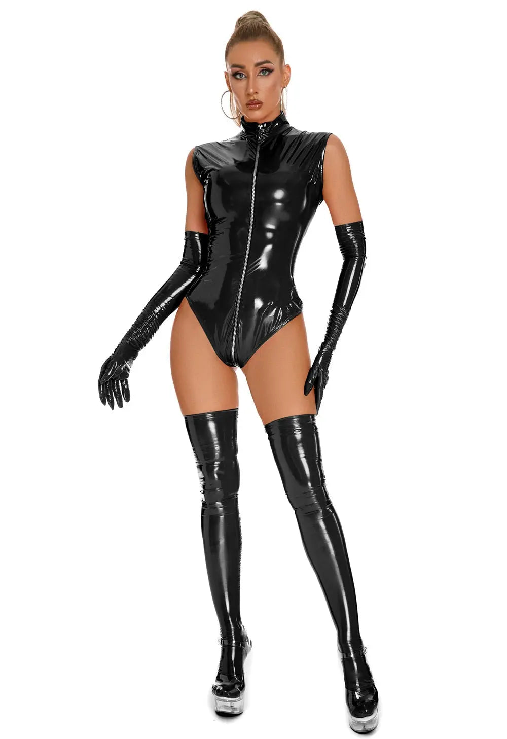 LacyNighty™ Katrina Wetlook Bodysuit - Black Lavah Intimates wetlook