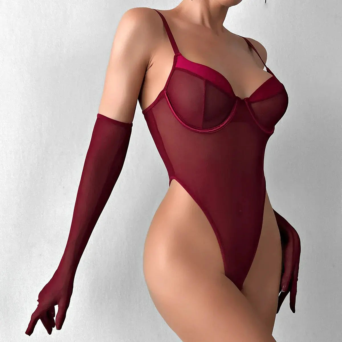 Mira Bodysuit Set - Burgundy Lavah Intimates