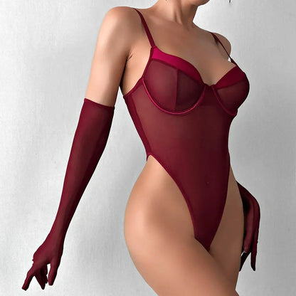 Mira Bodysuit Set - Burgundy Lavah Intimates
