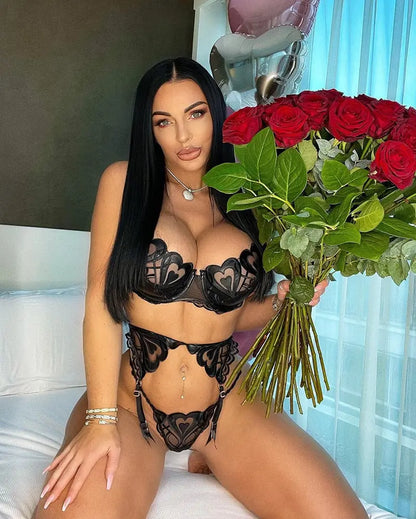 Black Heart 3-Piece Set Lavah Intimates lingerie set