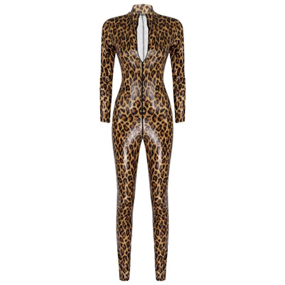 Leopard Print Leather Bodysuit Lacy0301 Other