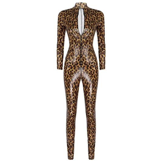 Leopard Print Leather Bodysuit Lacy0301 Other