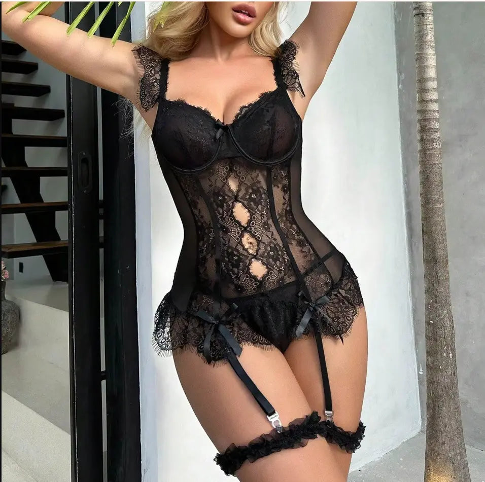 LacyNighty™ Model BS222 ELLOLACE Bodysuit