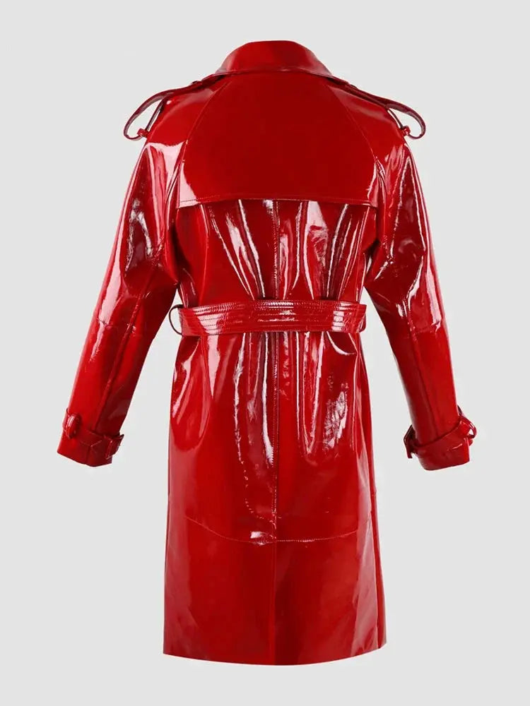 Autumn  Leather Trench Coat Lacy