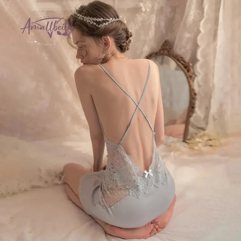 LacyNighty™ Embroidered Lace Deep V Nightdress Lacy Nighty