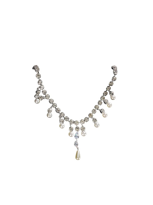 Zala Crystal Pearl Fringe Necklace Mew Mews Fashion Necklace