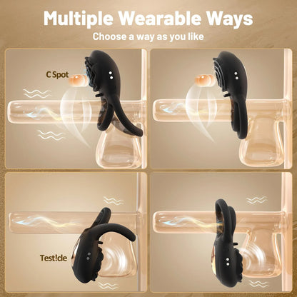 💥2026, Rose Clit Stmulator & Vibrating Cock Ring Sex Toy For Couples