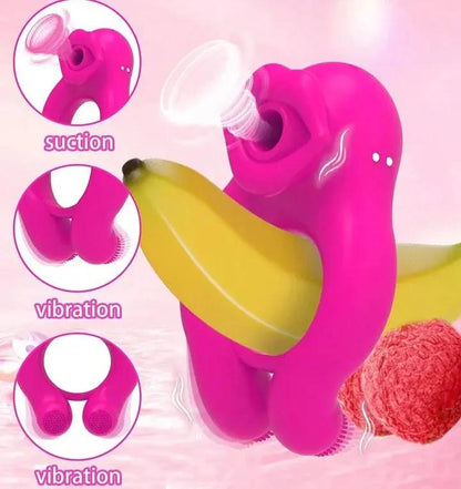 💥2025 Mouth Sucking & Vibrating Cock Ring Clitoral Stimulator For Couples Nighty