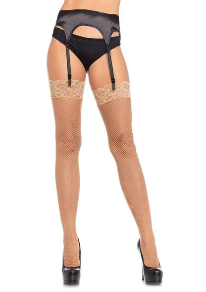 LacyNighty™ Fishnet Stockings with Lace Top Leg Avenue Hosiery