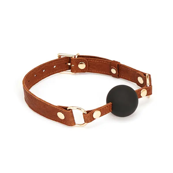 LacyNighty™ Brown Leather Ball Gag Lavah Intimates harness