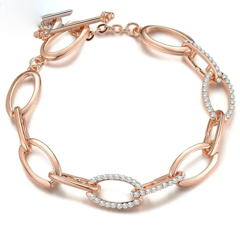 Rose Gold Link Chain Bracelets Invisible Setting Crystal Bracelets Maimoco Bracelets