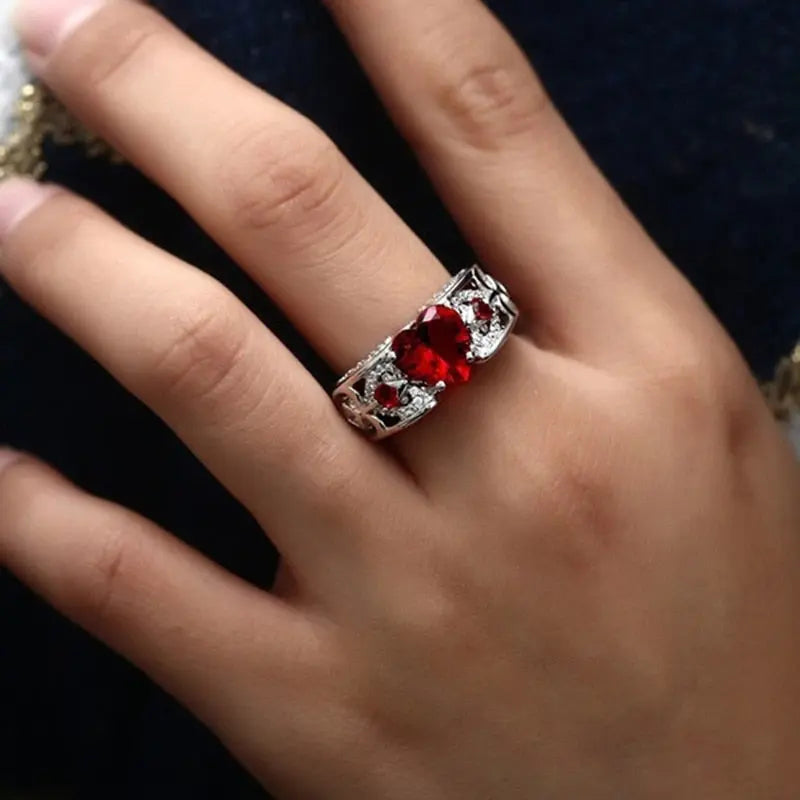 Heart Ruby Ring Lacy0301Goth
