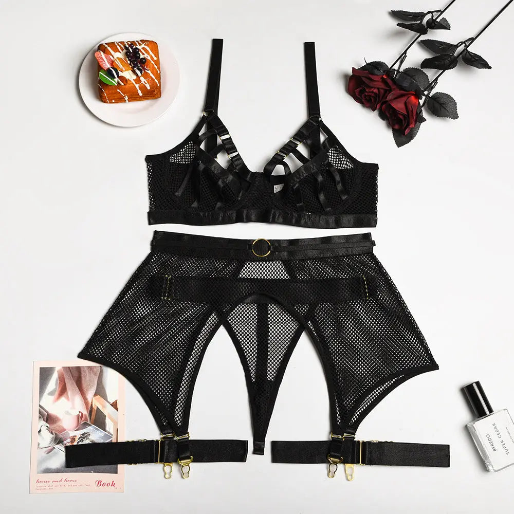 Onyx Three-Piece Set Lavah Intimates lingerie set