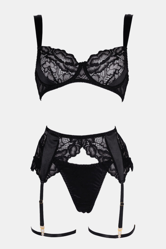 Valora Black Lace Lingerie Set