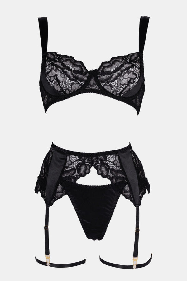 Valora Black Lace Lingerie Set