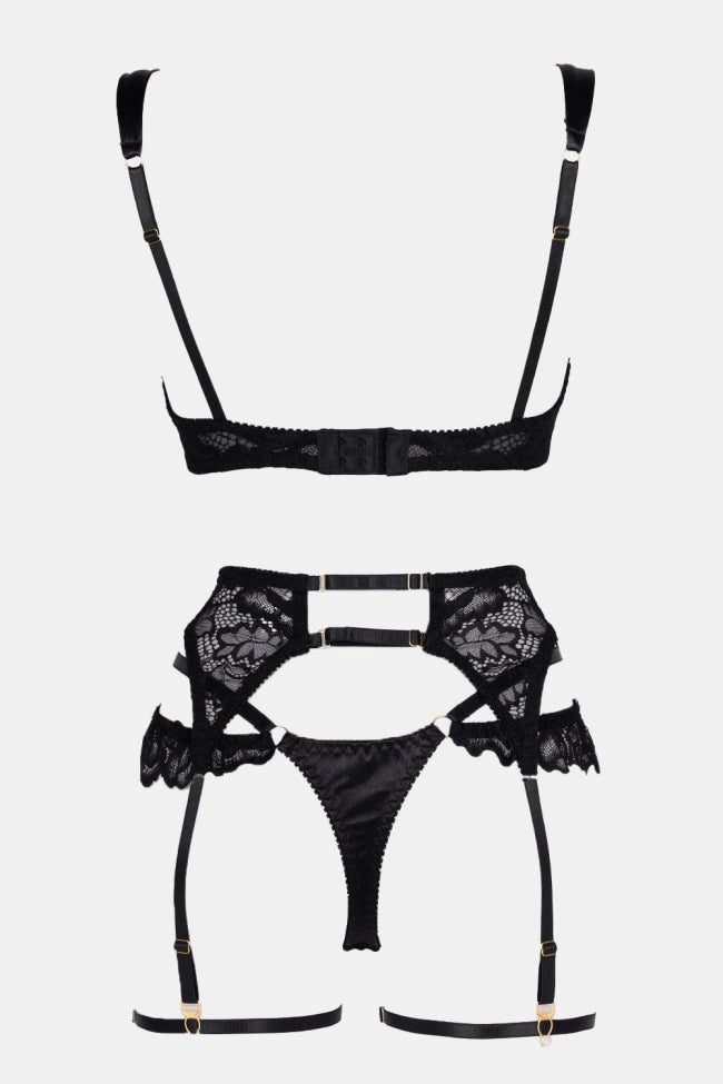 Valora Black Lace Lingerie Set